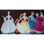 A GROUP OF NINE ROYAL DOULTON LADIES TO INCLUDE "DIANA" HN3266, "DEBORAH" HN3644, "FLOWER OF LOVE"