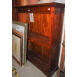 A REPRODUCTION MAHOGANY OPEN BOOKCASE WITH THREE ADJUSTABLE SHELVES BY "ANCIENT MARINER FURNITURE