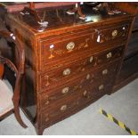 A 19TH CENTURY MAHOGANY, ROSEWOOD AND BOXWOOD LINED, MARQUETRY INLAID SECRETAIRE CHEST FITTED WITH A