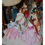 SIX ASSORTED ROYAL DOULTON FIGURES TO INCLUDE "HOPE", "REBECCA", "MARILYN", "OLD MOTHER HUBBARD", "