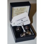 TWO PAIRS OF WHITE METAL MOUNTED PEARL EARRINGS