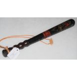 A VICTORIAN POLICEMANS TRUNCHEON, WITH 'VR' CIPHER AND RED PAINTED VIGNETTE INSCRIBED 'LIVERPOOL'