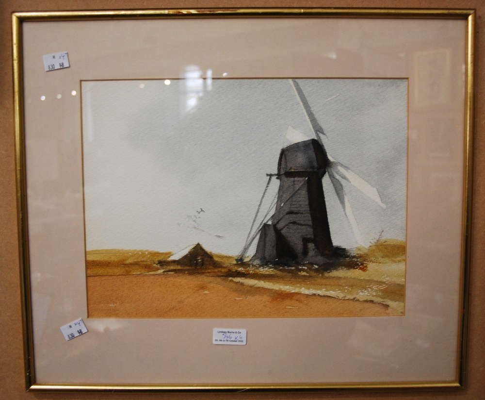 GROUP OF FOUR PICTURES TO INCLUDE CHARLES STUART MILLARD, WATERCOLOUR AND INK WASH OF A COTTAGE - Image 2 of 4