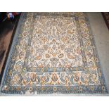 TWO PERSIAN RUGS TO INCLUDE AN OFF-WHITE GROUND RUG WITH RECTANGULAR FIELDS DECORATED WITH ALL-