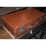 VINTAGE SUITCASE CONTAINING FELT MODEL OF A SAILOR, AND SOME VINTAGE CLOTHING