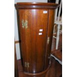 MAHOGANY HANGING CORNER CABINET WITH BRASS HINGES