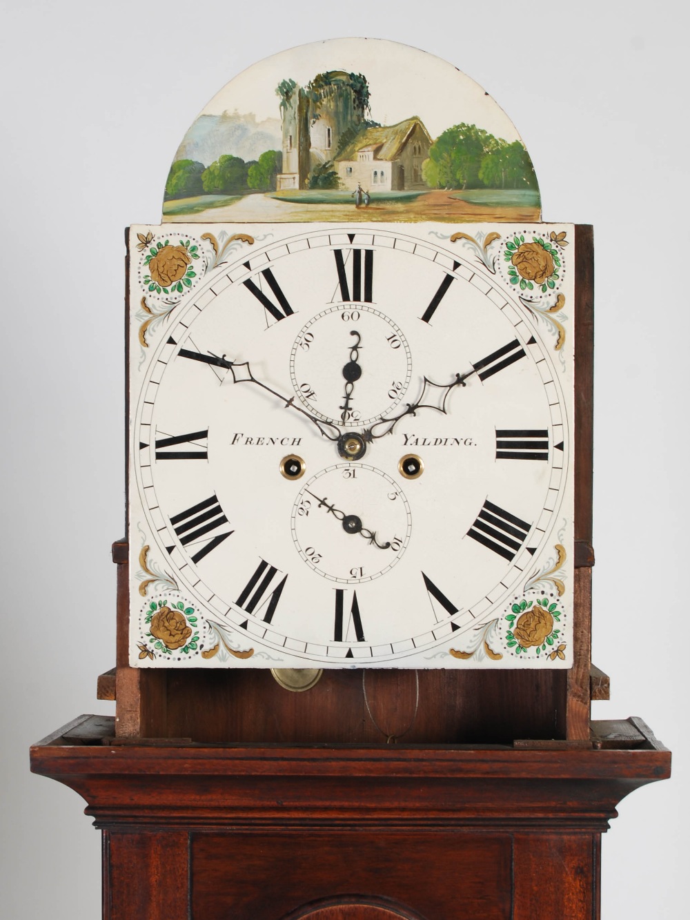 A GEORGE III MAHOGANY LONGCASE CLOCK, FRENCH, YALDING, THE ENAMEL DIAL WITH ROMAN NUMERALS, - Image 2 of 9