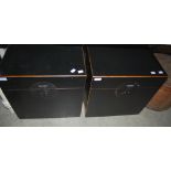 PAIR OF ORIENTAL BLACK LACQUERED SQUARE-SHAPED STORAGE BOXES