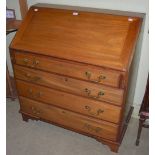 MAHOGANY FALL-FRONT BUREAU WITH FOUR LONG GRADUATED DRAWERS
