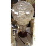 EARLY 20TH CENTURY CUT GLASS TABLE LAMP AND SHADE