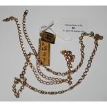 A GROUP OF YELLOW METAL JEWELLERY TO INCLUDE TWO YELLOW METAL NECKLACES, BOTH STAMPED '375', GROSS