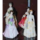 FOUR ROYAL DOULTON FIGURE GROUPS TO INCLUDE "ISABELLA PRINCESS OF SEFTON" HN3010, "SUZANNE"