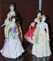 FOUR ROYAL DOULTON FIGURE GROUPS TO INCLUDE "ISABELLA PRINCESS OF SEFTON" HN3010, "SUZANNE"