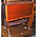 AN EDWARDIAN MAHOGANY AND SATIN WOOD BANDED SUTHERLAND TABLE