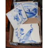 SIX CHINESE BLUE AND WHITE PORCELAIN TILES, GOH KIM HAH, FONG KAI AND TWO DECORATIVE DELFT BLUE