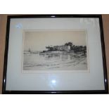 FOUR ETCHINGS TO INCLUDE WILLIAM LIONEL WYLLIE, "SAILING BOATS" SIGNED IN PENCIL; JOHN FULLWOOD, "