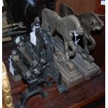 A PAIR OF HORSE FORM DOOR STOPS, PAIR OF BILL OF RIGHTS FIGURAL FORM DOOR STOPS, AND A PAIR OF