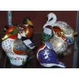 SIX ASSORTED ROYAL CROWN DERBY BIRD FIGURES, TO INCLUDE GREEN-WINGED TEAL, FARMYARD COCKEREL, ROBIN,