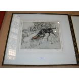 HENRY WILKINSON, FOUR COLOURED ETCHINGS DEPICTING GAME BIRDS AND DOGS