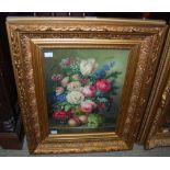 A GILT FRAMED OIL PAINTING OF A STILL LIFE BY H. FERRER, TOGETHER WITH A GILT FRAMED UNSIGNED