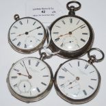 FOUR ASSORTED SILVER CASED POCKET WATCHES TO INCLUDE A LONDON SILVER PAIR-CASED POCKET WATCH, THE