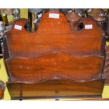 A MAHOGANY WALL-MOUNTED TWO-DIVISION LETTER/ STATIONERY RACK