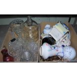 TWO BOXES OF ASSORTED CERAMICS AND GLASSWARE