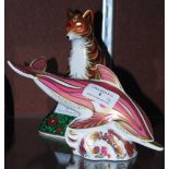 TWO ROYAL CROWN DERBY ANIMAL FIGURES, BOTH WITH GOLD BUTTONS, TO INCLUDE "DEVONIAN VIXEN" EDITION OF