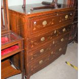 A 19TH CENTURY MAHOGANY, ROSEWOOD AND BOXWOOD LINED, MARQUETRY INLAID SECRETAIRE CHEST FITTED WITH A