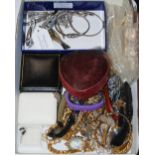 A LARGE COLLECTION OF ASSORTED COSTUME JEWELLERY, WRISTWATCHES, BOXED JEWELLERY, PEARL NECKLACES,