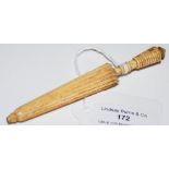 A 19TH CENTURY CARVED BONE NEEDLE CASE IN THE FORM OF A PARASOL