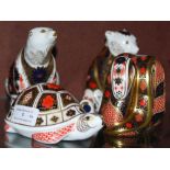 FOUR ASSORTED ROYAL CROWN DERBY ANIMAL FIGURES TO INCLUDE TORTOISE, TWO BEARS, AND ANOTHER FIGURE