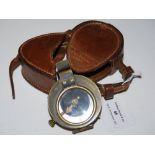 GREAT WAR INTEREST: A FIELD COMPASS BY "CRUCHON & EMONS, LONDON, 1916" IN ORIGINAL LEATHER CASE