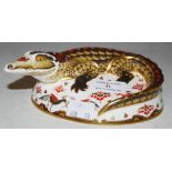 A ROYAL CROWN DERBY GOLD SIGNATURE EDITION FIGURE OF A CROCODILE