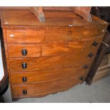 A 19TH CENTURY MAHOGANY AND EBONY LINED FAUX-FRONT CHEST FITTED WITH FOUR SMALL DRAWERS, ONE DEEP