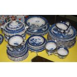 A BOOTHS "REAL OLD WILLOW" TRANSFER PRINTED BLUE AND WHITE PART DINNER SET