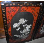 A PAIR OF LATE 19TH/ EARLY 20TH CENTURY JAPANESE EMBROIDERED PANELS WORKED IN SILVERED COLOURED
