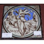 MINTONS TRANSFER PRINTED TILE DECORATED WITH "VIVIEN", AFTER DESIGN BY MOYR SMITH