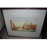 A PICTURE GROUP TO INCLUDE A COLOURED ETCHING OF "THE GRAND CANAL, VENICE", SHEEP IN A WINTER