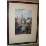 NOEL H. LEAVER, A VILLAGE ON THE SAONE, FRANCE, WATERCOLOUR, SIGNED LOWER LEFT, 36CM X 25CM