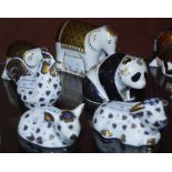 COLLECTION OF SIX ROYAL CROWN DERBY ANIMAL FIGURES TO INCLUDE PIG, OX, BABY PANDA, COCKEREL,