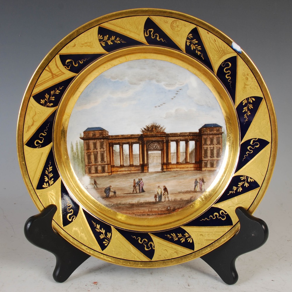 A set of six 19th century Paris porcelain hand painted plates with named views, 'Vue de Palais - Image 8 of 8