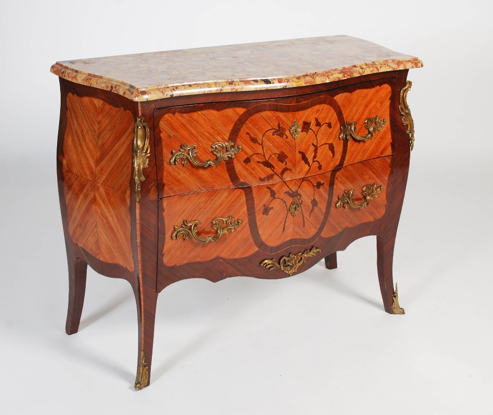 A Continental kingwood, rosewood and gilt metal mounted Transitional style commode, late 19th/ early