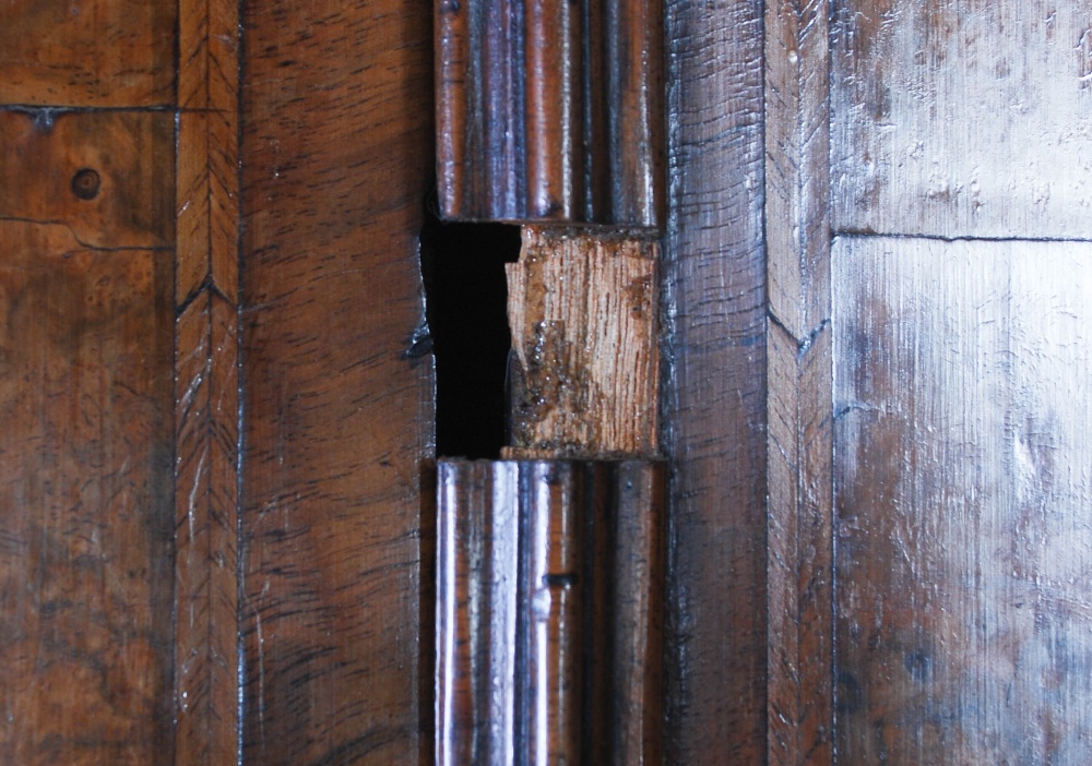 A George III walnut bureau bookcase, the moulded cornice above a pair of mirrored cupboard doors, - Image 12 of 14