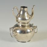 A Chinese silver spirit kettle, late 19th/ early 20th century, formed in two sections, stamped