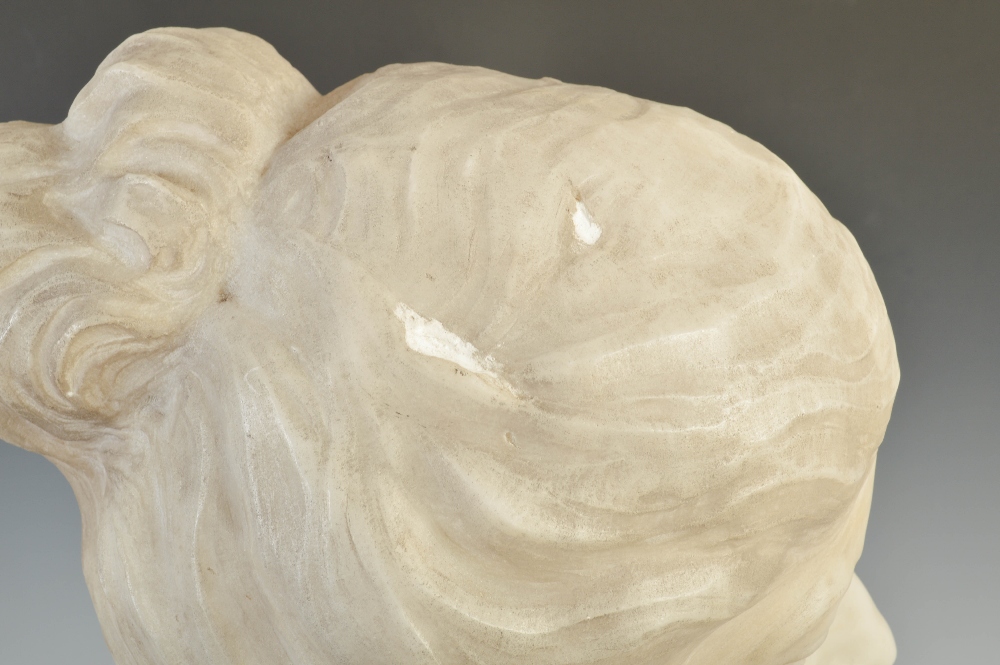 An early 20th century white marble bust of a lady, on green plinth base, 64cm high. - Image 8 of 8