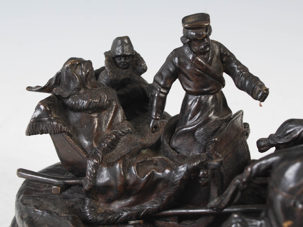 A late 19th/ early 20th century Russian bronze Troika group after Vasilii Grachev (1831-1905) cast - Image 4 of 7