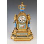 A late 19th century French ormolu and porcelain mounted mantle clock, Leforestier A Paris, R.
