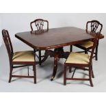 A 19th century mahogany snap-top supper table and a set of four late Georgian mahogany dining