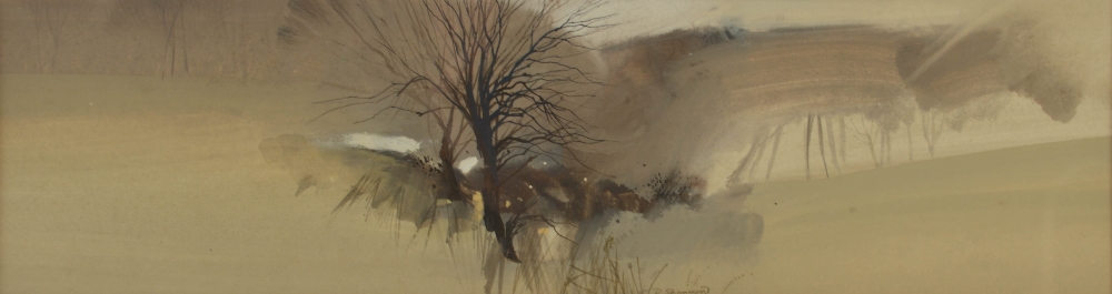 •AR Donald Shannon (20th century, Exh. 1952-1964) Winter landscape with trees watercolour, signed